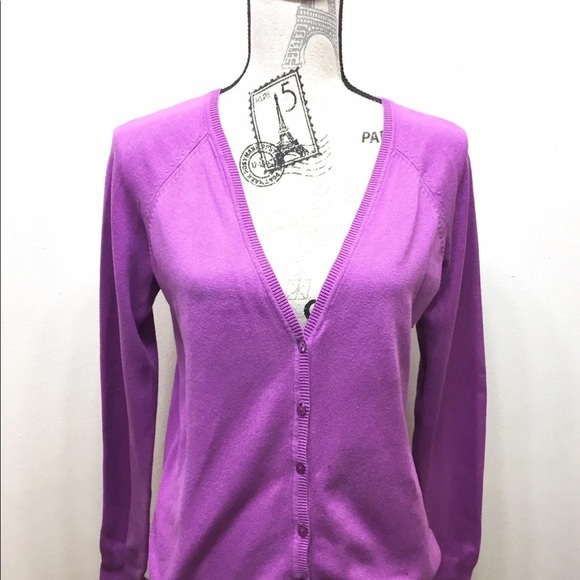 Zara Women Button Down Cardigan Overpiece Sweater Magenta Purple Large - Picture 6 of 9